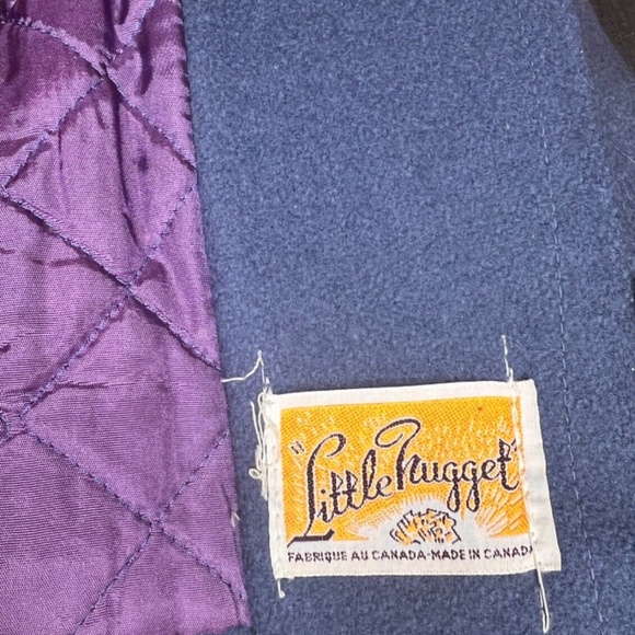 Vintage Kids Little Nugget Blue/Grey Wool & Velvet Trim Dress Coat - Picture 4 of 8